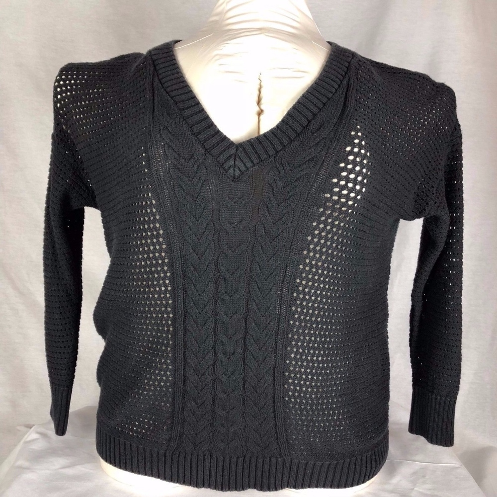 Lane-Bryant-Sweater-Womens-Black-Cable Knit 18 - Picture 2 of 8